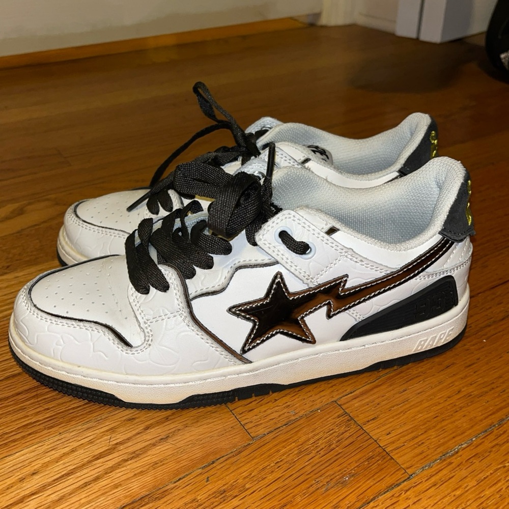 Bape Sk8sta White Black and Silver Star 93 Sneakers